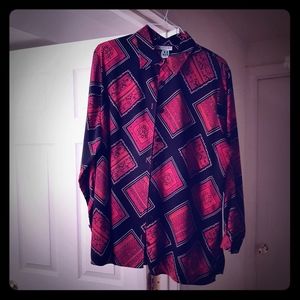 Black and red button-up shirt